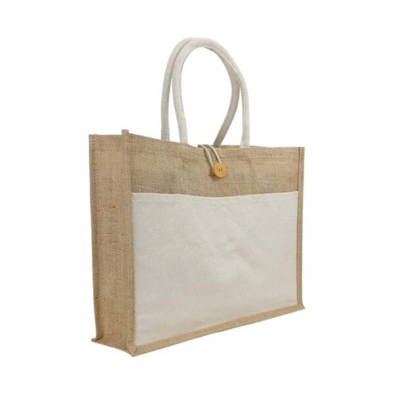 JSB 08  Jute Bags With 8 OZ Canvas Sides And Cotton Padded Handles